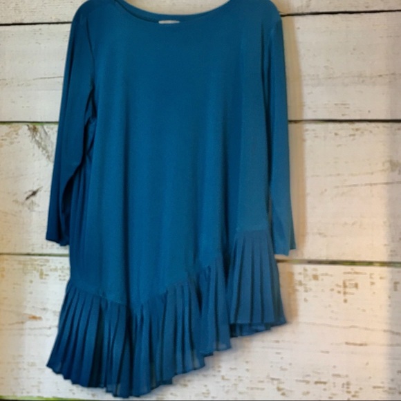 Cato Tops - CATO ASYMMETRICAL HEM TEAL TOP